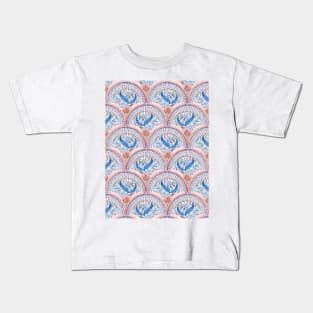 Art Deco Fresco in Sky Blue and Coral Kids T-Shirt